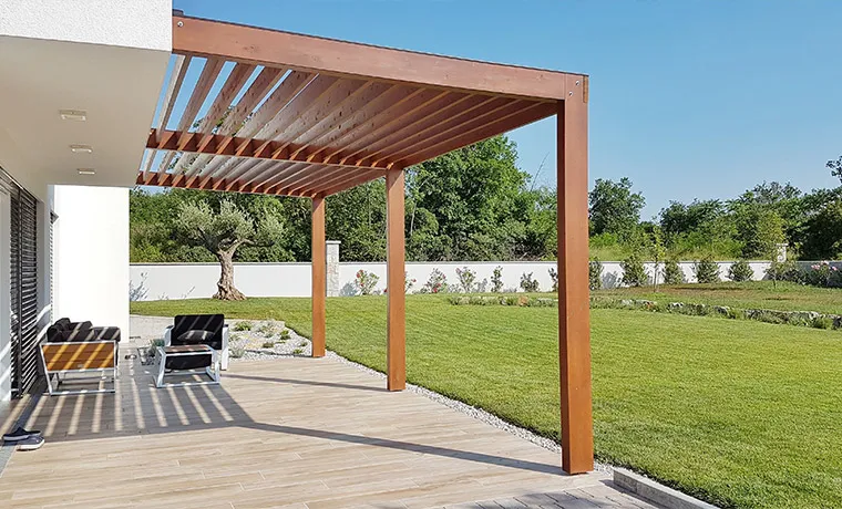 Construction pergola bois adossée, Luzy, Collavet Menuiserie